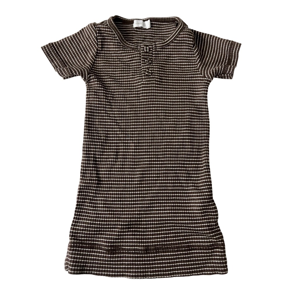 Jamie Kay Henley Tee Kids 3Y Brown Little Stripe Earth/Cloud Short Sleeve